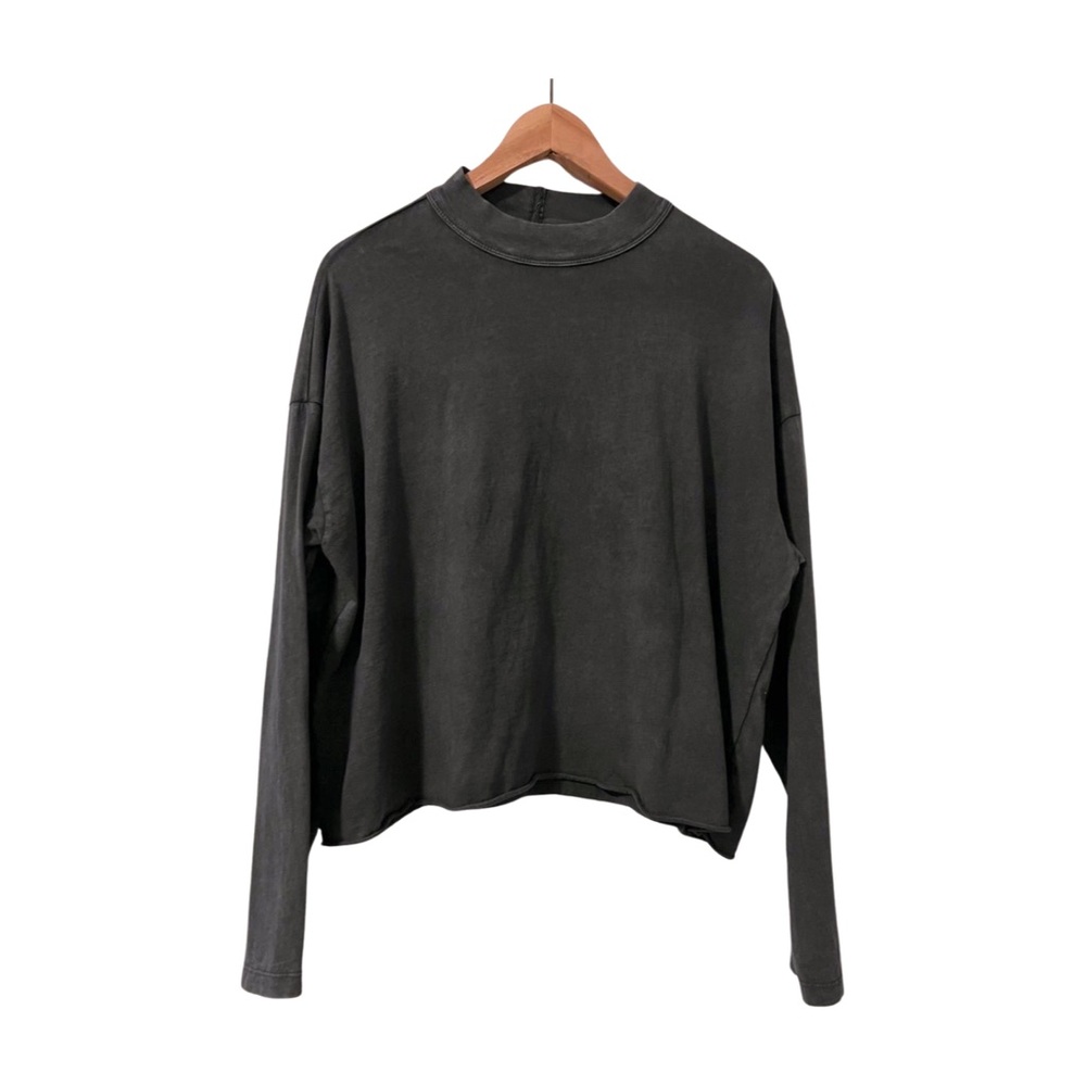 AE Mock Neck Black Long Sleeve Top